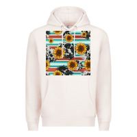 Pale Pink serape cowhide sunflowers seamless pattern 12inch Premium Hoodie - Jasminsmagicworld