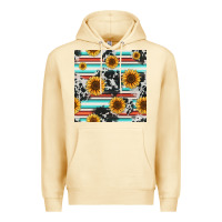 Pina Colada serape cowhide sunflowers seamless pattern 12inch Premium Hoodie - Jasminsmagicworld
