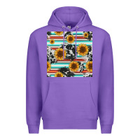 Purple serape cowhide sunflowers seamless pattern 12inch Premium Hoodie - Jasminsmagicworld