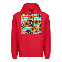 Red serape cowhide sunflowers seamless pattern 12inch Premium Hoodie - Jasminsmagicworld