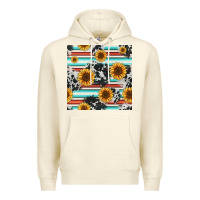Sandshell serape cowhide sunflowers seamless pattern 12inch Premium Hoodie - Jasminsmagicworld