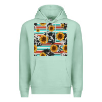 Seafoam serape cowhide sunflowers seamless pattern 12inch Premium Hoodie - Jasminsmagicworld