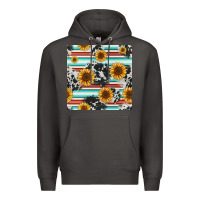 Smoke serape cowhide sunflowers seamless pattern 12inch Premium Hoodie - Jasminsmagicworld