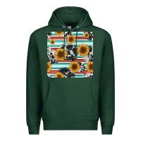 Sports Green serape cowhide sunflowers seamless pattern 12inch Premium Hoodie - Jasminsmagicworld