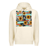 Tofu serape cowhide sunflowers seamless pattern 12inch Premium Hoodie - Jasminsmagicworld