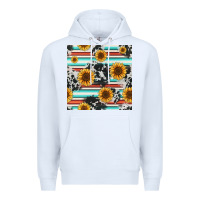 White serape cowhide sunflowers seamless pattern 12inch Premium Hoodie - Jasminsmagicworld