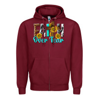 Burgundy faith over fear Zipper Hoodie - texasbilliewilder