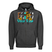 Charcoal Heather faith over fear Zipper Hoodie - texasbilliewilder