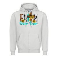 Dove Grey faith over fear Zipper Hoodie - texasbilliewilder