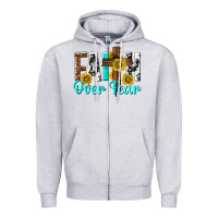 Heather Grey faith over fear Zipper Hoodie - texasbilliewilder