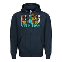 Navy faith over fear Zipper Hoodie - texasbilliewilder