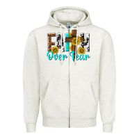 Oatmeal Heather faith over fear Zipper Hoodie - texasbilliewilder