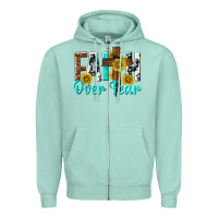 Seafoam faith over fear Zipper Hoodie - texasbilliewilder