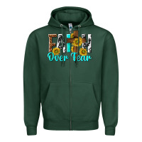 Sports Green faith over fear Zipper Hoodie - texasbilliewilder
