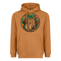 Meerkat fall highland cow round Heavyweight Hoodie - RanaPortraitStore
