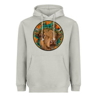 Moon Dust fall highland cow round Heavyweight Hoodie - RanaPortraitStore