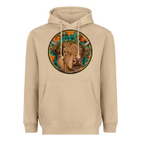 Mushroom fall highland cow round Heavyweight Hoodie - RanaPortraitStore