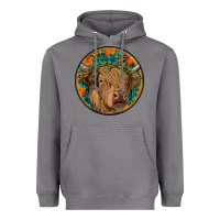 Storm fall highland cow round Heavyweight Hoodie - RanaPortraitStore