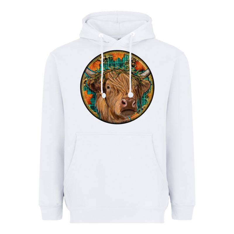 Fall Highland Cow Round Heavyweight Hoodie by RanaPortraitStore | Teevron