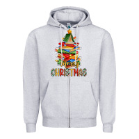 Heather Grey book christmas tree merry christmas Zipper Hoodie - Zillion Design Studio