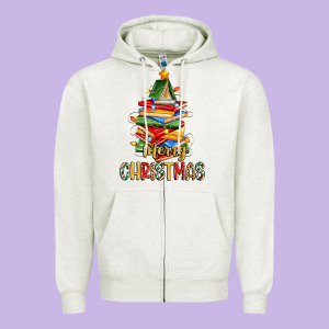 Book Christmas Tree Merry Christmas Zipper Hoodie Designed By Zillion Design Studio