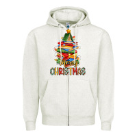 Oatmeal Heather book christmas tree merry christmas Zipper Hoodie - Zillion Design Studio