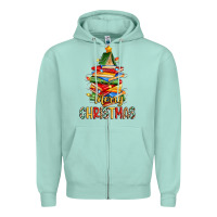 Seafoam book christmas tree merry christmas Zipper Hoodie - Zillion Design Studio