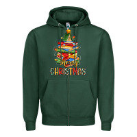 Sports Green book christmas tree merry christmas Zipper Hoodie - Zillion Design Studio