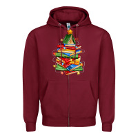 Burgundy book christmas tree Zipper Hoodie - Zillion Design Studio