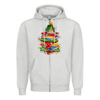 Dove Grey book christmas tree Zipper Hoodie - Zillion Design Studio