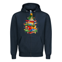 Navy book christmas tree Zipper Hoodie - Zillion Design Studio