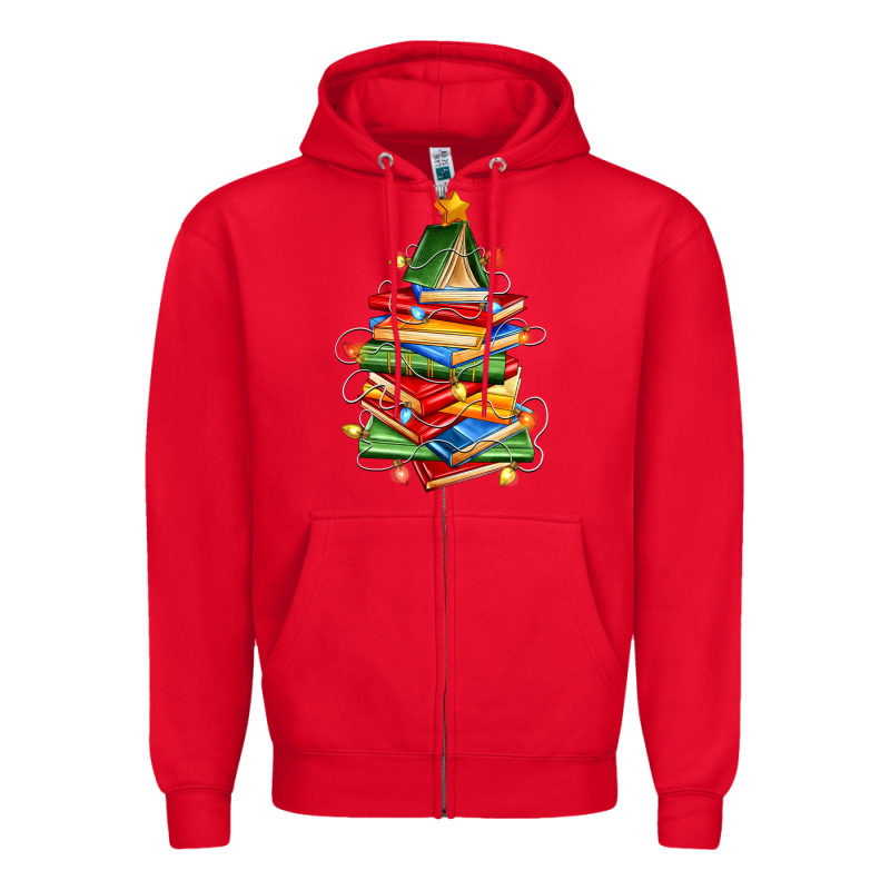 Book Christmas Tree Zipper Hoodie by Zillion Design Studio | Teevron