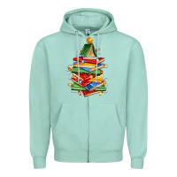 Seafoam book christmas tree Zipper Hoodie - Zillion Design Studio