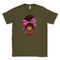 Army Green sorority colors purple carol afro messy bun woman Classic Tee - texasbilliewilder