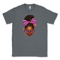 Charcoal Heather sorority colors purple carol afro messy bun woman Classic Tee - texasbilliewilder