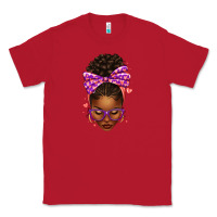 Red sorority colors purple carol afro messy bun woman Classic Tee - texasbilliewilder