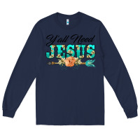 Navy y'all need jesus arrow lily flowers Long Sleeve Tee - BarkalooDesign