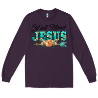 Plum y'all need jesus arrow lily flowers Long Sleeve Tee - BarkalooDesign