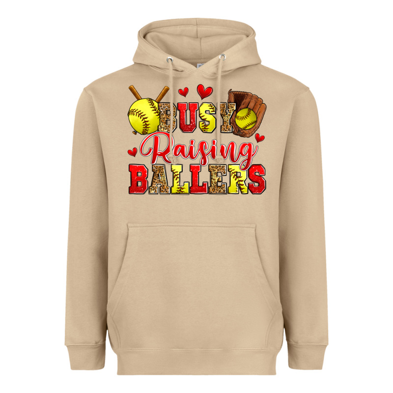 Busy Raising Ballers Softball Heavyweight Hoodie by Zillion Design Studio | Teevron