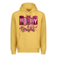 Antique Gold merry and bright pink Christmas Premium Hoodie - Jasminsmagicworld