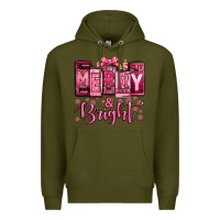 Army Green merry and bright pink Christmas Premium Hoodie - Jasminsmagicworld