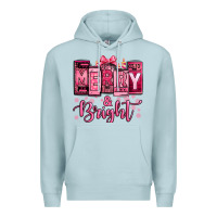 Blue Mist merry and bright pink Christmas Premium Hoodie - Jasminsmagicworld