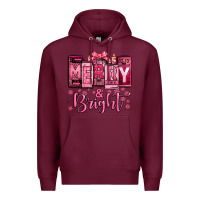 Burgundy merry and bright pink Christmas Premium Hoodie - Jasminsmagicworld