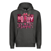 Charcoal Heather merry and bright pink Christmas Premium Hoodie - Jasminsmagicworld