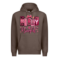 Coffee merry and bright pink Christmas Premium Hoodie - Jasminsmagicworld