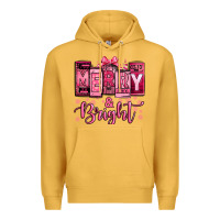Mustard merry and bright pink Christmas Premium Hoodie - Jasminsmagicworld