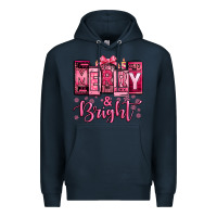 Navy merry and bright pink Christmas Premium Hoodie - Jasminsmagicworld