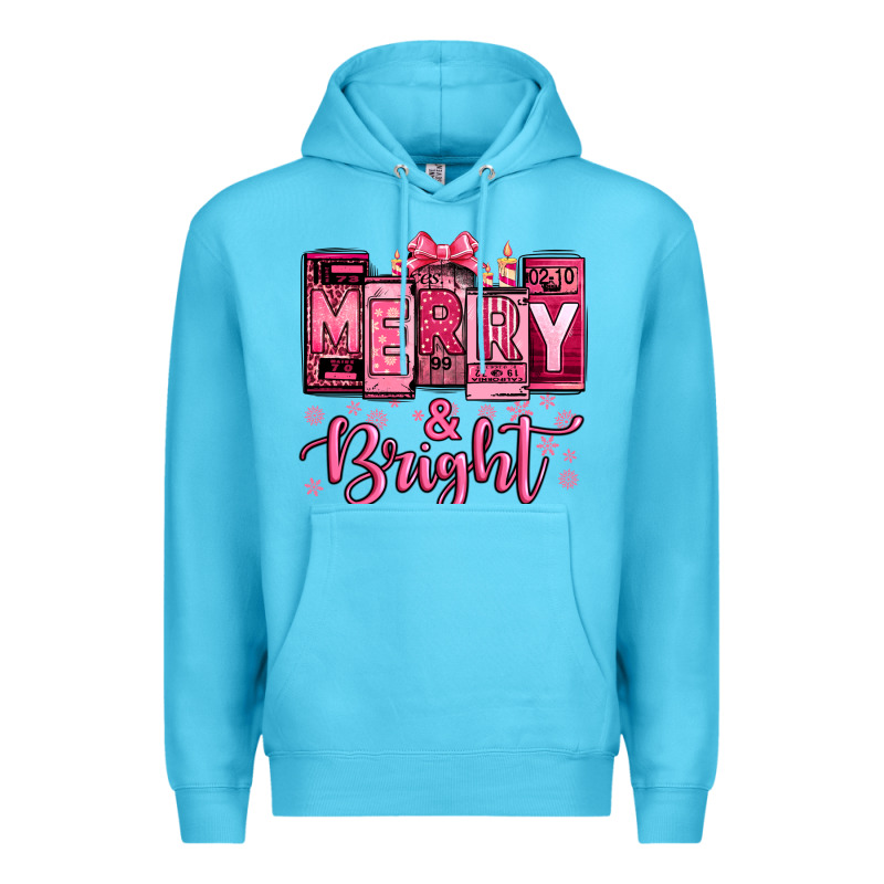 Merry And Bright Pink Christmas Premium Hoodie by Jasminsmagicworld | Teevron