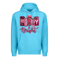 Ocean Blue merry and bright pink Christmas Premium Hoodie - Jasminsmagicworld