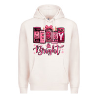 Pale Pink merry and bright pink Christmas Premium Hoodie - Jasminsmagicworld